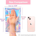 Smell Proof Bags & Resealable Foil Pouch Mylar Sample Bag Great for Party Favor Food Storage (Holographic Color) (50pcs-6x9 inch)