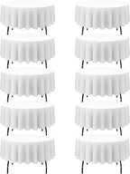 BRILLMAX 10 Pack White Round Tablecloths 90 Inch - Circle Bulk Linen Polyester Fabric Washable Table Cloth Cover for Wedding Reception Banquet Birthday Party Buffet Restaurant