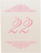 Paisley Wedding Table Numbers (Select Color/Quantity), Champagne, Pink, 1-35, Double Sided, Tent or Use in a Stand, Great for Parties & Restaurants - Made in the USA