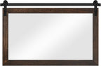 COGOOD Farmhouse Barn Door Mirror - 41 x 26 Rustic Wood Framed Wall Mirror for Bathroom, Living Room, Entryway Wall Decor (Black Brown)