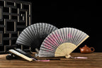 HUNANBANG 4 Pieces Oriental Bamboo Folding Hand Fans Church Wedding Gift, Party Favors, DIY Decoration Gift Size 8 1/4" Wholesale 10pack (Bamboo Assorted 4pack)