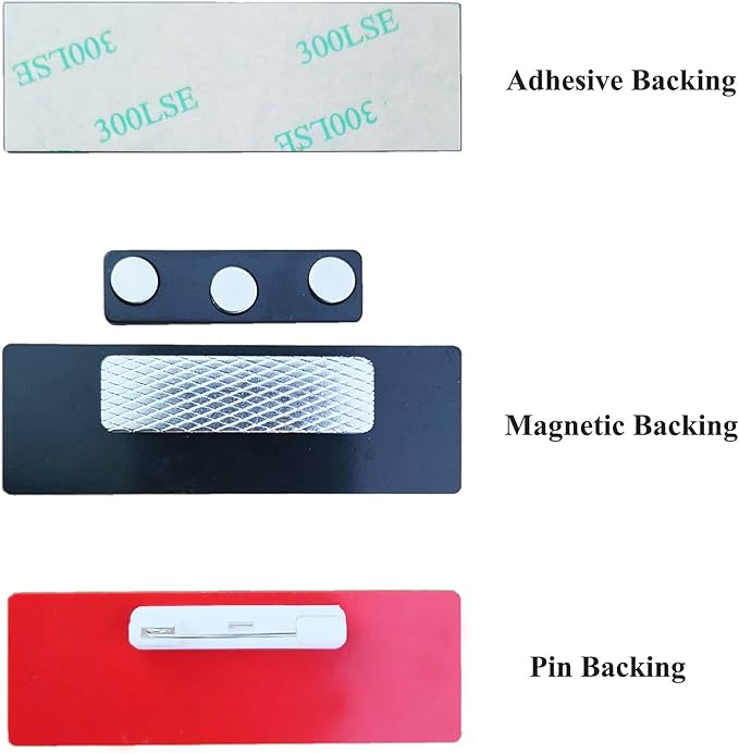 Custom Engraved Name Tag Badges for Business, Personalized Identification with Pin, Magnetic, Adhesive, or Blank Backing, 1.5"x3", Red/White Text