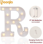 Pooqla LED Marquee Letter Lights Sign, Light Up Alphabet Letter for Home Party Wedding Decoration R