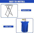 6 Pack Round Cocktail Tablecloth 32"x 43" Spandex Cocktail Table Skirt, Washable Stretch Fitted Table Covers for High Top Bar,Wedding,Party,Events (Royal Blue)