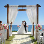 White Wedding Arch Draping Fabric 4 Panels 30'' x 18FT Sheer Chiffon Arch Drapery for Photo Booth Bridal Shower Baby Shower Church Decor Newborn Photography Christening Outdoor Party