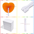 12 Packs Decorative Paper Folding Hand Fans Handheld,Orange Heart Foldable Wedding Fans Chinese and Japanese Fans Bulk for Bridal Guest Church Party Favors Dancing Birthday DIY