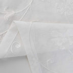 Sheer Curtains White 95 Inches Embroidered Floral, Window Treatments Rod Pocket Drapes for Living room, Bedroom, Semi Crinkle Voile Curtain Panels for Yard, Patio, Villa, Parlor, Set of 2, 52"x95".