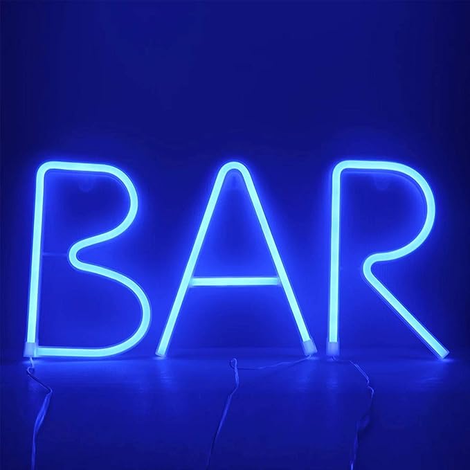 ENUOLI Blue Neon Letter Sign - Battery/USB Powered LED Alphabet Neon Art Lights for Wedding, Birthday, Christmas, Home Bar Decoration (A)
