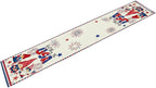 Cute Patriotic Gnomes Table Runner, American Independence Day 4th of July Gnome Blue Red Fireworks Confetti Print Table Runner for Home Kitchen Dining Table Party Decor, 13x108inch