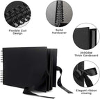 INNOCHEER Photo Album - Self Adhesive 80 Black Pages, Large Scrapbook Wedding Guest Book for DIY Anniversary Travel Memory Scrapbooking (Black 8X12)