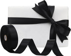 Black Solid Satin Ribbon 1 Inch 50 Yards Solid Polyester Fabric Ribbon for Gift Wrapping Wedding Christmas Baby Shower Birthday Party Decoration Handmade Immortal Flower Craft