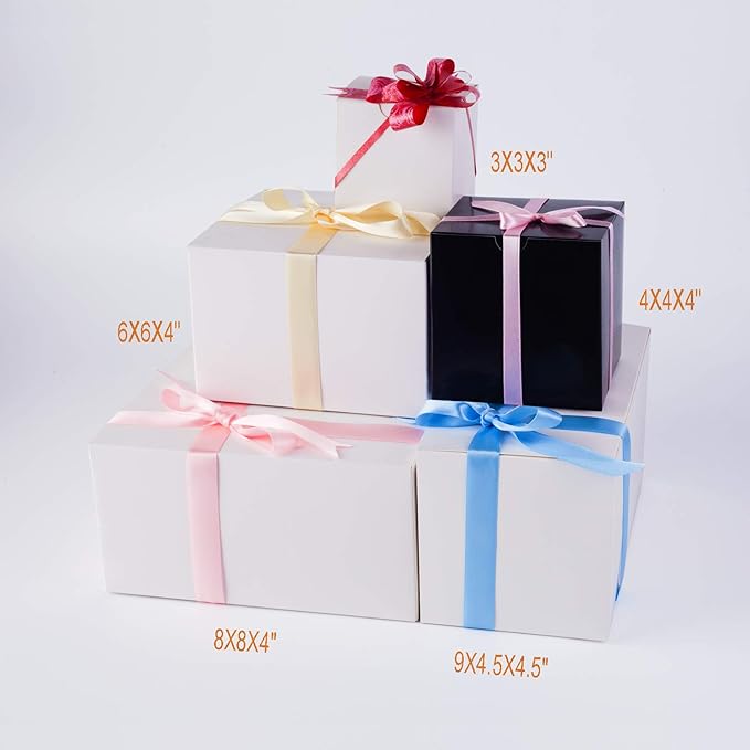 GEFTOL Small White Gift Box - 50 Pack, 4x4x4 inches, Fold & Assemble Paper Box for Bridesmaids, Proposals, Birthdays, Christmas (White)
