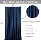 30 ft x 8 ft Navy Blue Backdrop Curtain Panels, 6 Panels 5 ft x 8 ft Wrinkle Free Polyester Photography Backdrop Drapes, Wedding Party Home Decoration Supplies