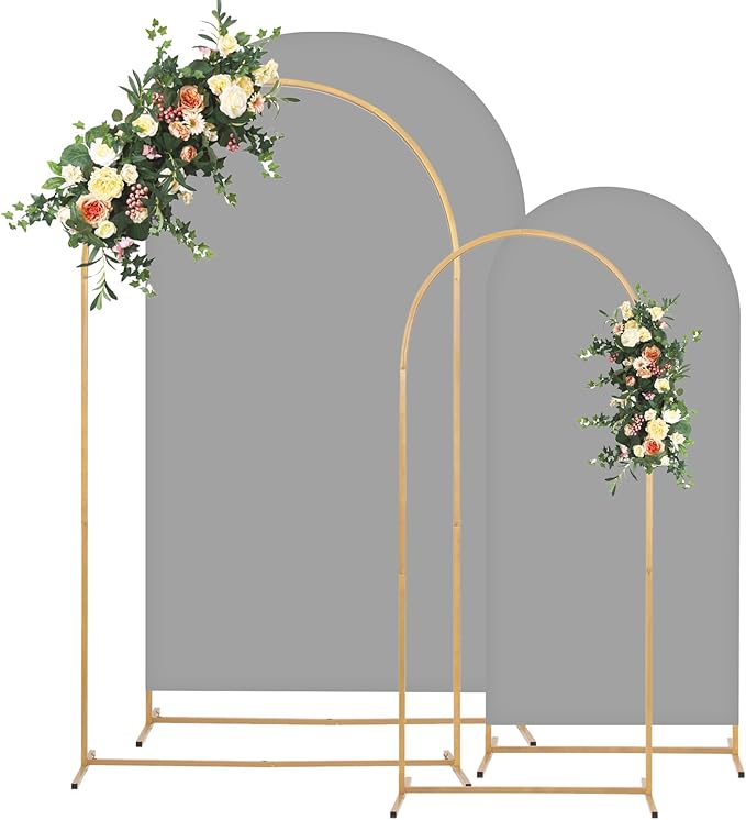 Metal Arch Backdrop Stand and Cover Set, 8FT, 6.6FT Party Backdrop, Easy to Assemble, Backdrop Stand for Parties, Birthday, Baby Shower