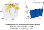 HUAPRINT Gift Bags with Handles,7.48×3.54×7.9 inches,Party Favor Bags with Bow Ribbon,12Pcs White Paper Bags for Birthday Wedding Bridesmaid Present Celebration Holiday