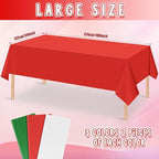 MASHAN 6 Pack Christmas Tablecloth Bulk, Red White Green Disposable Tablecloths, Rectangle Italy Theme Table Covers for Christmas Family Gathering Dining and Italian Party Decoration,54 x 108 Inch