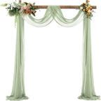 Sage Arch Drapes for Wedding Arch Draping Fabric Sheer Backdrop Curtain for Ceremony Bridal Party Decor 6 Yards 19Ft Length x 28" Width 1 Panel