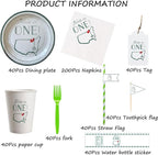 Hole in One Golf Party Decorations, 480-Piece Set with Cocktail Napkins, Plates, Cups, Bottle Labels, Toothpick Flags, Straws, Gift Tags, and Forks for Golf Birthday and 1st Hole in One Parties
