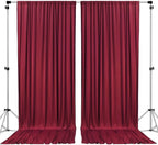 AK TRADING CO. 10 feet x 10 feet Polyester Backdrop Drapes Curtains Panels with Rod Pockets - Wedding Ceremony Party Home Window Decorations - Burgundy (DRAPE-5x10-BURGUNDY)