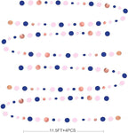 46Ft Navy Blue Blush Circle Dot Garland Royal Blue Pink Rose Gold Hanging Paper Polka Dot Streamer for Gender Reveal Baby Shower Birthday Engagement Wedding Bridal Shower Anniversary Party Decorations