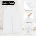 WEERRW White Arch Backdrop Cover Set of 2 Spandex Fitted Round Top Chiara Backdrop Stand Stretchy Wedding Covering for Event Birthday Party Banquet Decoration (6FT, 7.2FT)