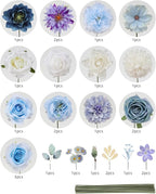 Artificial Flowers Combo, Mix Silk Flowers Roses, Peonies, Dahlias with Stems for DIY Wedding Bridal Bouquets, Baby Shower, Table Centerpieces, Home Decor, Fake Floral Arrangements-Blue&purple