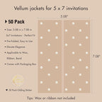 50 Pack Pre-Folded Vellum Jackets For 5x7 Invitations,AZAZA Translucent Invitation Sleeves,115GSM Vellum Jackets 5x7, Wedding Invitation Accessories, For Weddings Birthdays Baby Showers,Elegant Pearl