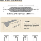HeMiaor Table Runner with Retro Embroidery Jacquard and Beaded Tassels for Dining Table Christmas Decoration 98 inches Long Beige