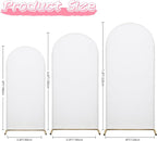 Wedding Arch Covers Arch Backdrop Cover Arch Stand Covers 7.2FT 6.6FT 6FT Set of 3 Arch Cover Spandex Fabric Stretchy Backdrop for Wedding Birthday Party Decoration Baby Shower (White, Cover Only)