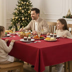 Fitable Faux Linen Christmas Tablecloths 2 Pack, Burlap Textured Fabric Rectangle Table Cloth, Elegant Decorative Table Covers for Winter Holiday Dinner Party Farmhouse (Red, 54 x 78 Inch)