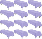 fani 12 Pack 60 x 126 Inch Rectangle Tablecloth Lavender Polyester Tablecloth for 8 Ft Rectangle Tables, Washable Fabric Table Cloth for Wedding Dining Table Buffet Parties Camping