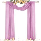 Socomi Purple Sheer Wedding Arch Draping Fabric 29" x 20Ft 2 Panels Outdoor Curtain Drapes Extra Long for Bridal Baby Shower Ceremony Birthday Party Decor