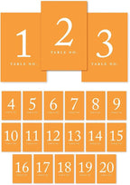 Andaz Press Orange Table Numbers 1-20, 4x6-Inches - Ideal for Wedding Reception, Restaurant, Classroom, Boda
