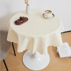 Small Round Beige Tablecloth 36 Inch Polyester Fabric Washable Table Cover Decorative Wrinkle Resistant Solid Color Table Cloth for Dining Party Wedding Camping