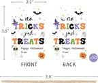 Aukolass 50pcs Trick Or Treat Favor Tags, Happy Halloween Day Gift Tags and Gift Wrapping Decoration(Treats)