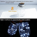 SunKite Solar Mason Jar Lights [Updated], 8 Pack 20 LED Waterproof Fairy Firefly Jar Lids String Lights with Hangers(NO Jars), Patio Yard Garden Wedding Decoration - Cool White