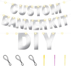TaoBary 112 Pcs DIY Letter Kit Glitter Customizable Banner Letters Include 107 Letters and Numbers 3 Rope and 2 Needles for Birthday Halloween Christmas Wedding Valentine Party Decor(Glossy Silver)