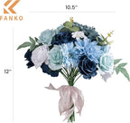FANKO Dusty Rose Artificial Flowers Combo for DIY, Fake Blue Rose Artificial Silk Flowers with Greenery, Real Looking Artificial Faux Flowers for Wedding, Decoration, Centerpieces, Party, Home Décor