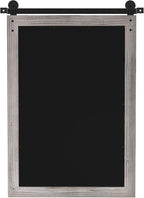 COGOOD Farmhouse Barn Door Mirror - 17 x 26 Rustic Wood Framed Wall Mirror for Bathroom, Living Room, Entryway Wall Decor (Grey)