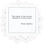 Five Star Napkins White Cocktail Napkins – 50 Luxury Cotton Disposable Cocktail Party Napkins with Quotes – 4.5" x 4.5" for Home Bars, Game Nights, Beverages, Birthdays, Weddings & Holidays
