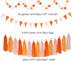 Fall-Boho Pink-Orange Thanksgiving Party-Decorations - 33pcs Autumn Friendsgiving Banner,Streamers Tassel Garland,Birthday Tissue Pom Poms, Paper Lantern Fans,Baby Bridal Shower Hanging Decor Hugtmr