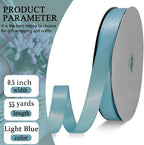 Light Blue Satin Ribbon Double Faced Satin 1/2 inch x 55 Yards Polyester Ribbon for Gift Wrapping Crafts Wedding Decoration Bows Ornaments Party Bouquet Floral Arrangement