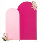 7.2FT 6FT Arch Backdrop Cover for Wedding, Set of 2 Stretchy Spandex Fitted Arch Stand Cover for Baby Shower, Birthday Party Decor, Chiara Backdrop Cover with Double-Sided Design(Pink, Hot Pink)