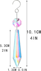 20PCS Chandelier Icicle Crystal Prisms Suncatcher,55mm Chandelier Crystals Replacement, AB Colors Crystals for Chandeliers with Hooks for Windows Wedding Lamp Decoration
