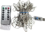 YEOLEH String Lights Curtain,USB Powered Fairy Lights for Bedroom Wall Party,8 Modes & IP64 Waterproof Ideal for Outdoor Wedding Decor (White,7.9Ft x 5.9Ft)