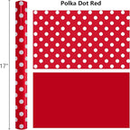 Burymento Red and White Dots Wrapping Paper, Reversible Pink Gift Wrap for Birthday, Valentines, Mothers day, Graduation, Wedding, Fathers day, Baby Shower, Christmas (17in x 32.8ft)