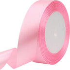 Pink Solid Satin Ribbon 1 Inch 25 Yards Solid Polyester Fabric Ribbon for Gift Wrapping Wedding Christmas Baby Shower Birthday Party Decoration Handmade Immortal Flower Craft
