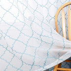 Blue Sheer Curtains 84 Inches Long, Moroccan Embroidered Rod Pocket Sheer Drapes for Living room, Bedroom, 2 Panels, 52"x 84", Semi Crinkle Voile Window Treatments for Yard, Patio, Villa, Set of 2.