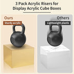 3 Pcs Acrylic Risers for Display, Acrylic Cube Boxes Gold Risers Food Display Risers Stand Shelf for Catering Dessert Collectibles Jewelry Figures Party (Gold 3pc)