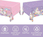 Gatherfun Unicorn Party Supplies Set: Perfect Unicorn Birthday Decorations, Includes 2-Pack Unicorn-Themed Tablecloths for Kids & Girls 1st Birthday, Disposable Table Covers 54 x 108 Inch